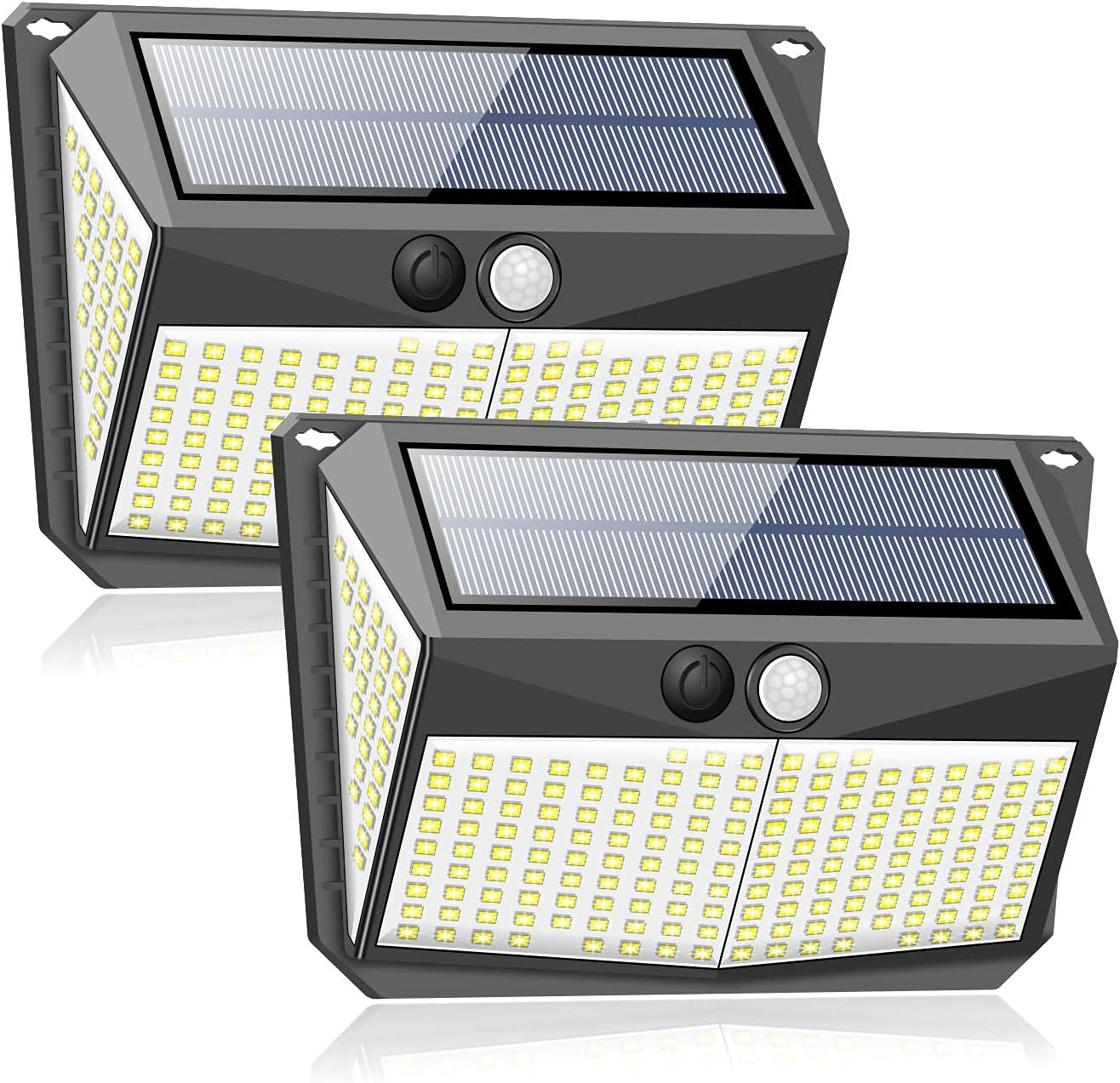 高輝度228LED センサーライト ソーラーライト 2個セット 4面発光 ZEEFO 光＆人感センサー 防犯ライト 3つ点灯モード 太陽光発電 IP65防水 自動点灯 屋外ウォー ガーデンライト 消灯