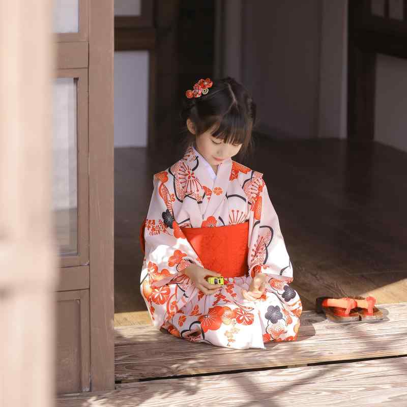 浴衣 お召しもの キッズ 小わっぱ 和風 おお祝い 火工品市民大会 御嬢さん お召しもの 梅 花柄 愛くるしい ピンクキッズ もの言う花 着物 キッズファッション マタニティ 和服-浴衣