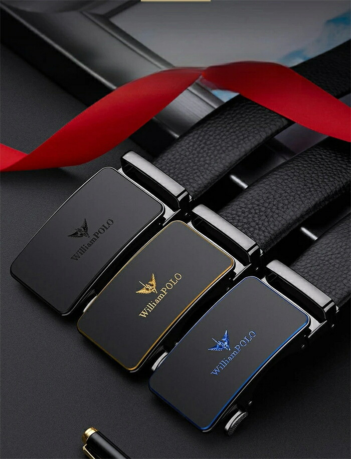 お洒落バックル仕様 オートロックベルト メンズ レザーベルト ロングサイズ ビジネス フォーマル ワンタッチ フリーサイズ