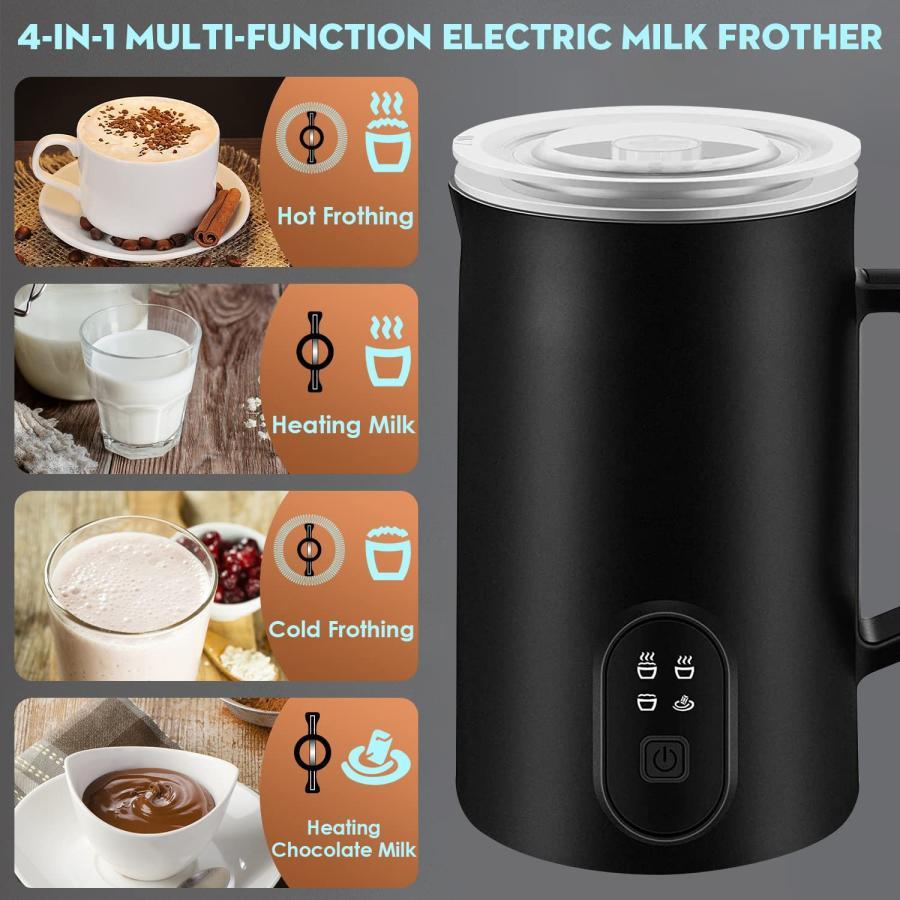 ミルクフォーマー ミルクスチーマー 牛乳泡立て器 電動 400W 580ml 4流行り物うつり変わり 全自動小銃 熱っぽい 冷ややかさ 兼用 多役立つこと カップチーノ カフェラテに当て嵌める 洗い分かりやすい