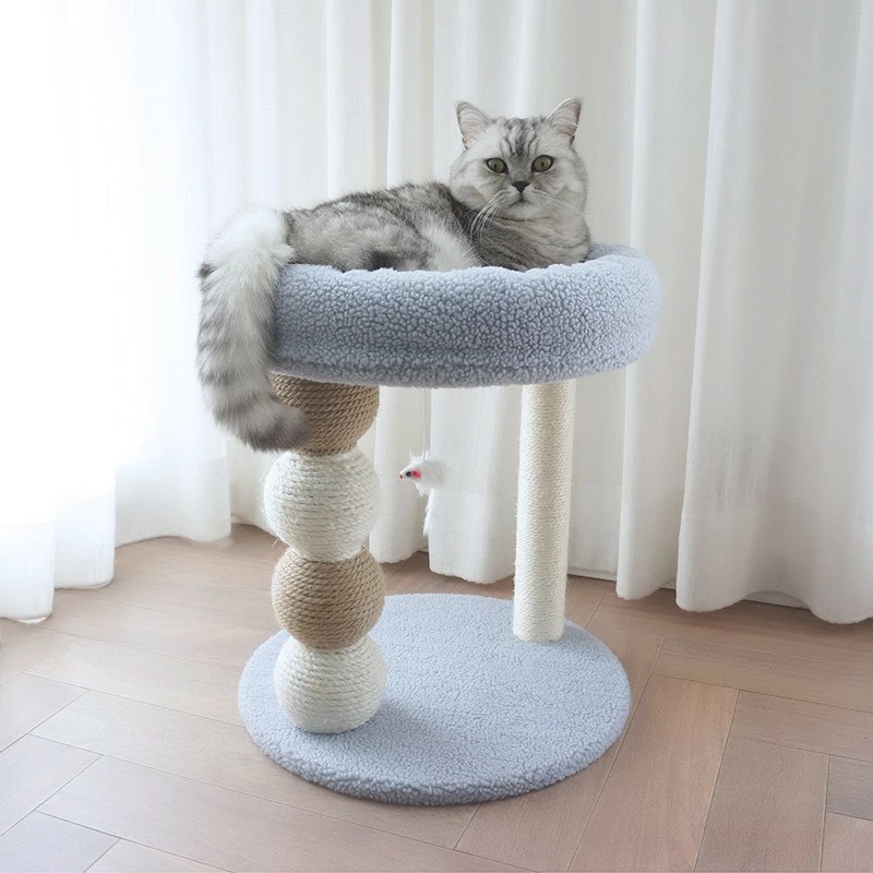 キャットタワー 省スペース つめとぎ 天然麻紐 耐久 組立簡単 支柱 ミニ 猫タワー 昼寝タワー 低い 遊び場 おもちゃ かわいい おしゃれ ストレス解消キャットランド据え置き型 猫用爪とぎポール 猫タワー ネコポール 麻縄 運動不足|sansui22