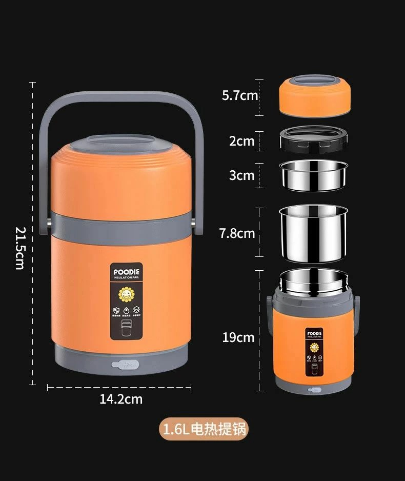 保温ランチジャー 弁当箱炊飯器 保温弁当箱 加熱お弁当ボックス お弁当箱 静音?無味 USB電動弁用ボックス ポータブル 丼ぶり型 定温保温65℃ 電熱弁当箱 2段式電気加熱式弁当箱 水必要なし 304ステンレス鋼 サーモス USB加熱 車載用＆通勤用