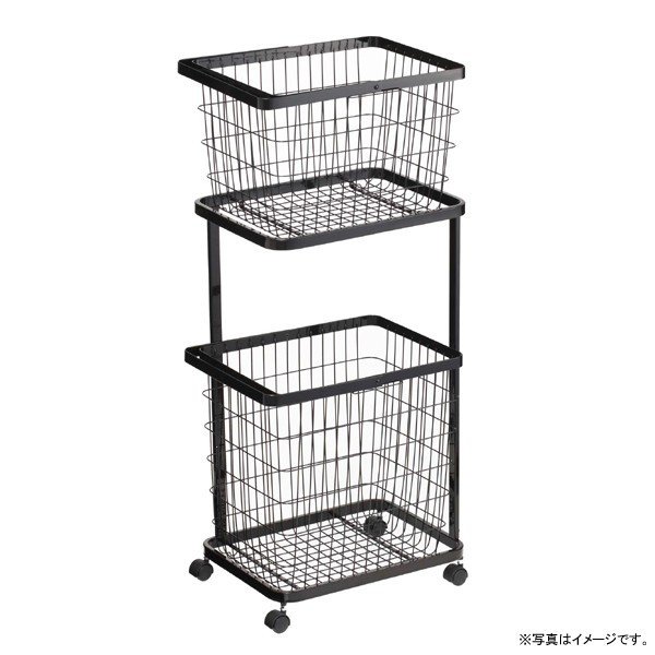 【在庫限り】03352山崎実業(ヤマザキジツギョウ)towerランドリーワゴンバスケットセットブラック