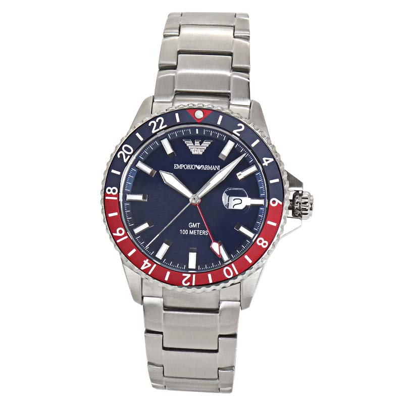 エンポリオアルマーニ ダイバー 腕時計 ウォッチ メンズ GMT クォーツ ネイビー文字盤 42mmケース AR11590 【並行輸入品】|サントノーレ