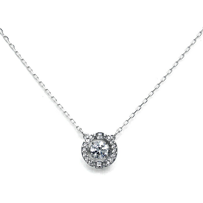 売れ筋介護用品も ホワイト シルバーカラー ネックレス Round Dance Sparkling Swarovski スワロフスキー 18 Qbdworks Com