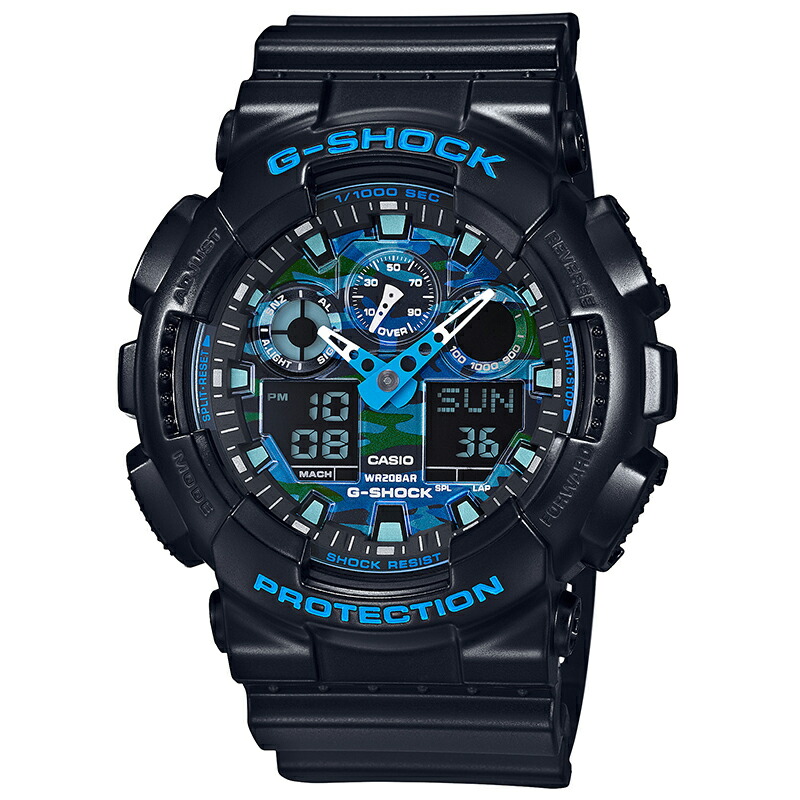 カシオ CASIO G-SHOCK ANALOG-DIGITAL GA-100 SERIES 時計 ウォッチ メンズ クォーツ GA-100CB-1AJF ブルー文字盤 腕時計 男性 Gショック ジーショック