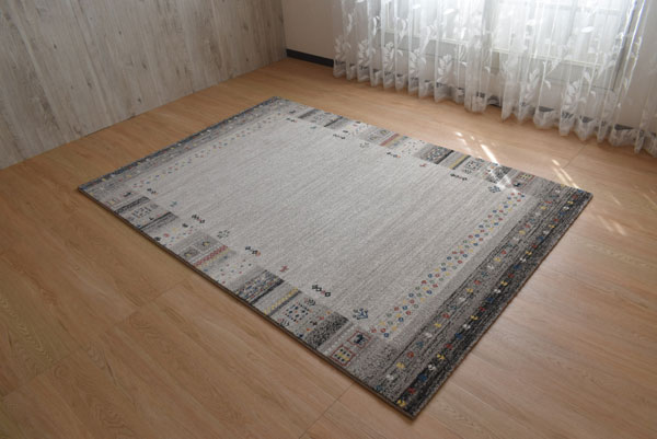 ラグ 絨毯 じゅうたん 200&times;250cm ベージュ色 ギャッベデザイン 長方形 GOBI-2｜さぬきや　家具とインテリアのお店