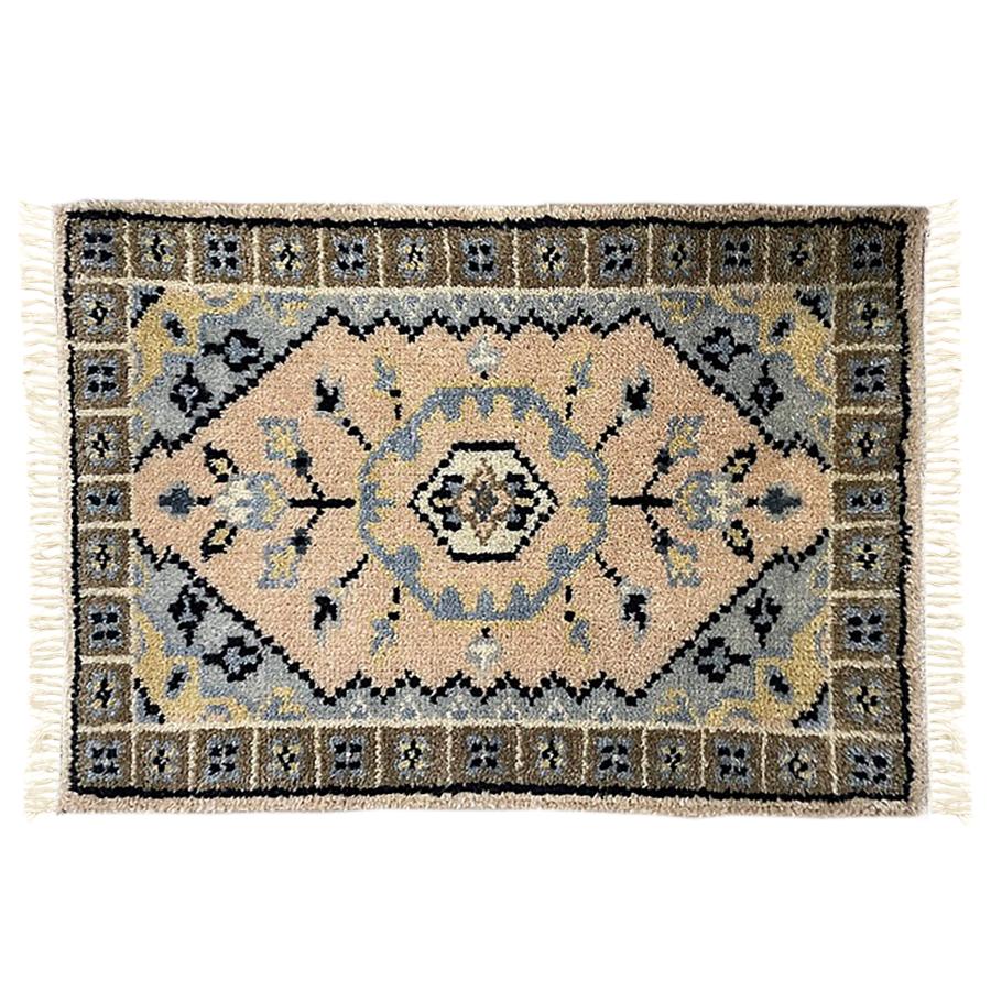 ギャベ ジュウタン90×130cm 長方形 ベージュ色 ホットカーペットOK 絨毯 FLOWER