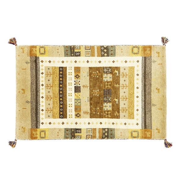 ギャベ ジュウタン90×130cm 長方形 ベージュ色 ホットカーペットOK 絨毯 SNOW