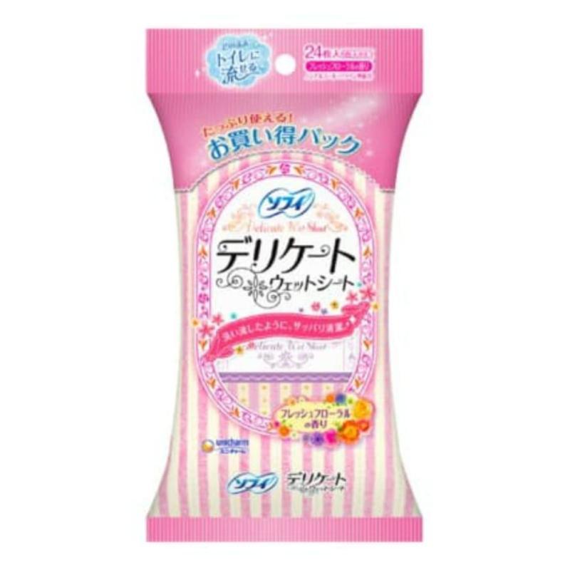 【48個セット】12枚✖️2個入　ユニチャーム デリケートウェットシート Amazon.co.jp: ソフィ デリケートウェットシート フローラルの