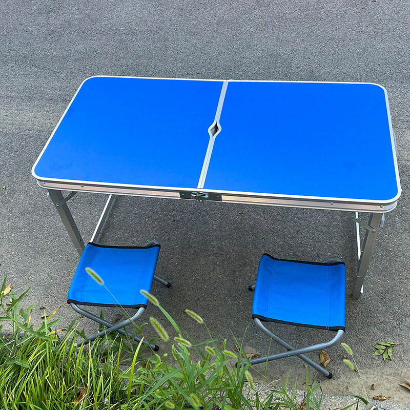 折りたたみテーブル チェア セット 折り畳み テーブル 椅子 アウトドア キャンプ テーブル 軽量 アルミ合金 コンパクト 持ち運び 簡単 屋台 露店 出店 ビーチ 海 プール レジャー 旅行 パラソル用 サンシェード用 スカイブルー 送料無料｜sanvino