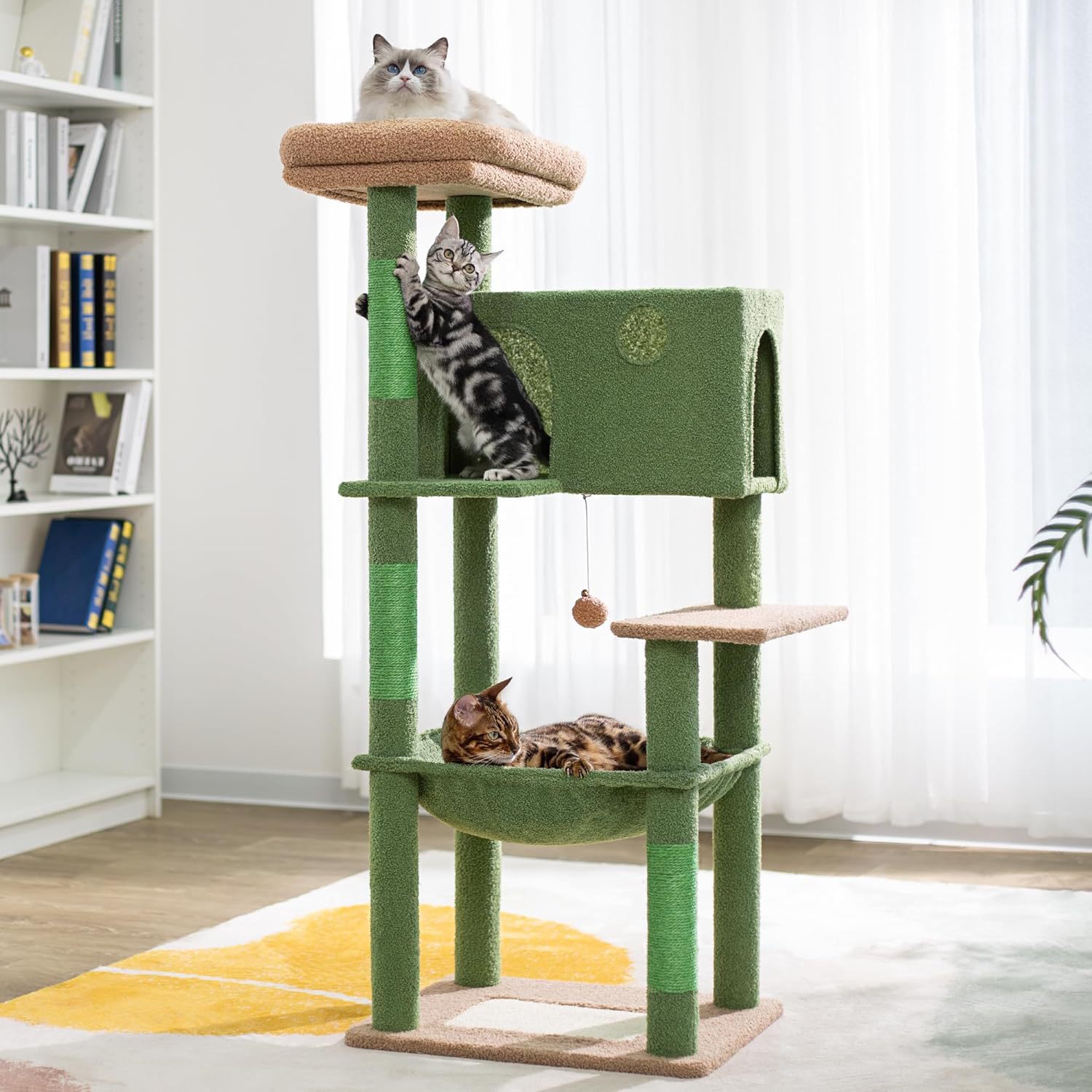 猫タワー キャットタワー 据え置き型 麻紐 サイザル 猫爬き木 スクラッチポール 木製 サボテン型 キャットスクラッチャー 猫の爪とぎ おしゃれ 大型猫対応 頑丈 安定 ストレス解消 運動不足解消 ペット用品 猫用品 室内飼い 送料無料｜sanvino