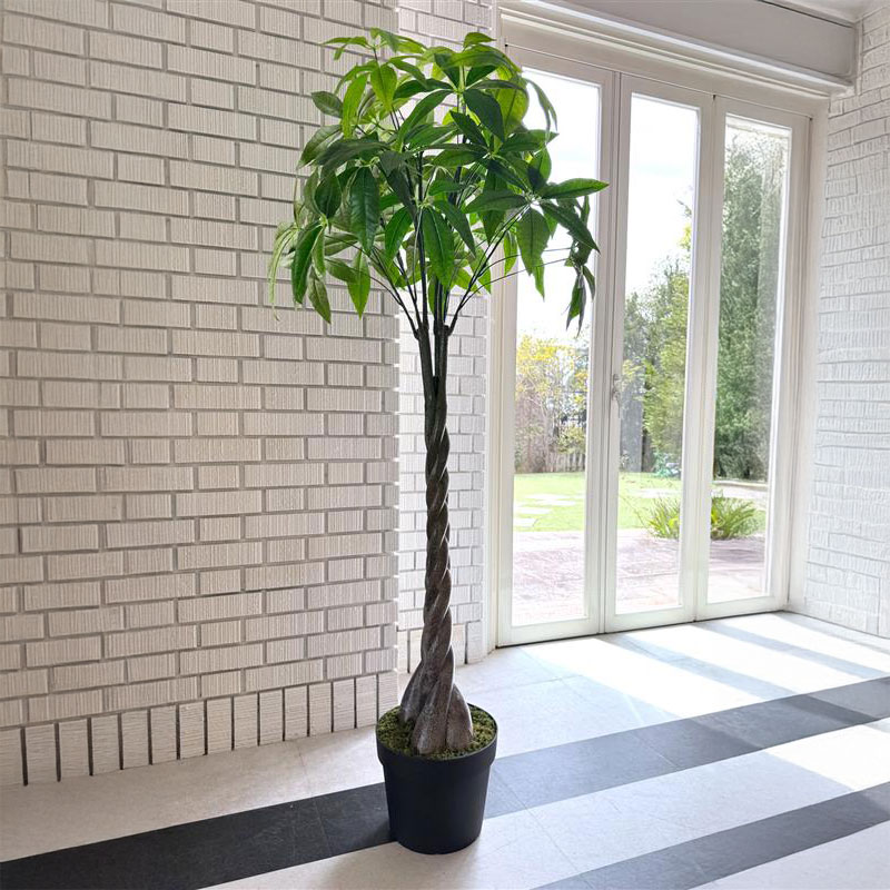 フェイクグリーン フェイクグリーン パキラ 幸福の木 フェイクグリーン 大型 観葉植物 185cm おすすめ リアル 造花 お洒落 インテリア 安い 大きい 造花 天然木 アート 枯れない 人工観葉植物 樹木オーナメント 大型ディスプレイ プレゼント ギフト｜三和～いるときいるだけ～