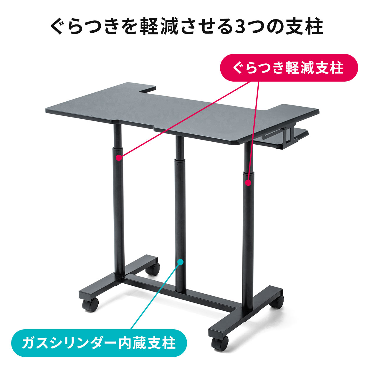 昇降デスク ガス圧 スタンディングデスク パソコンデスク 高さ調整