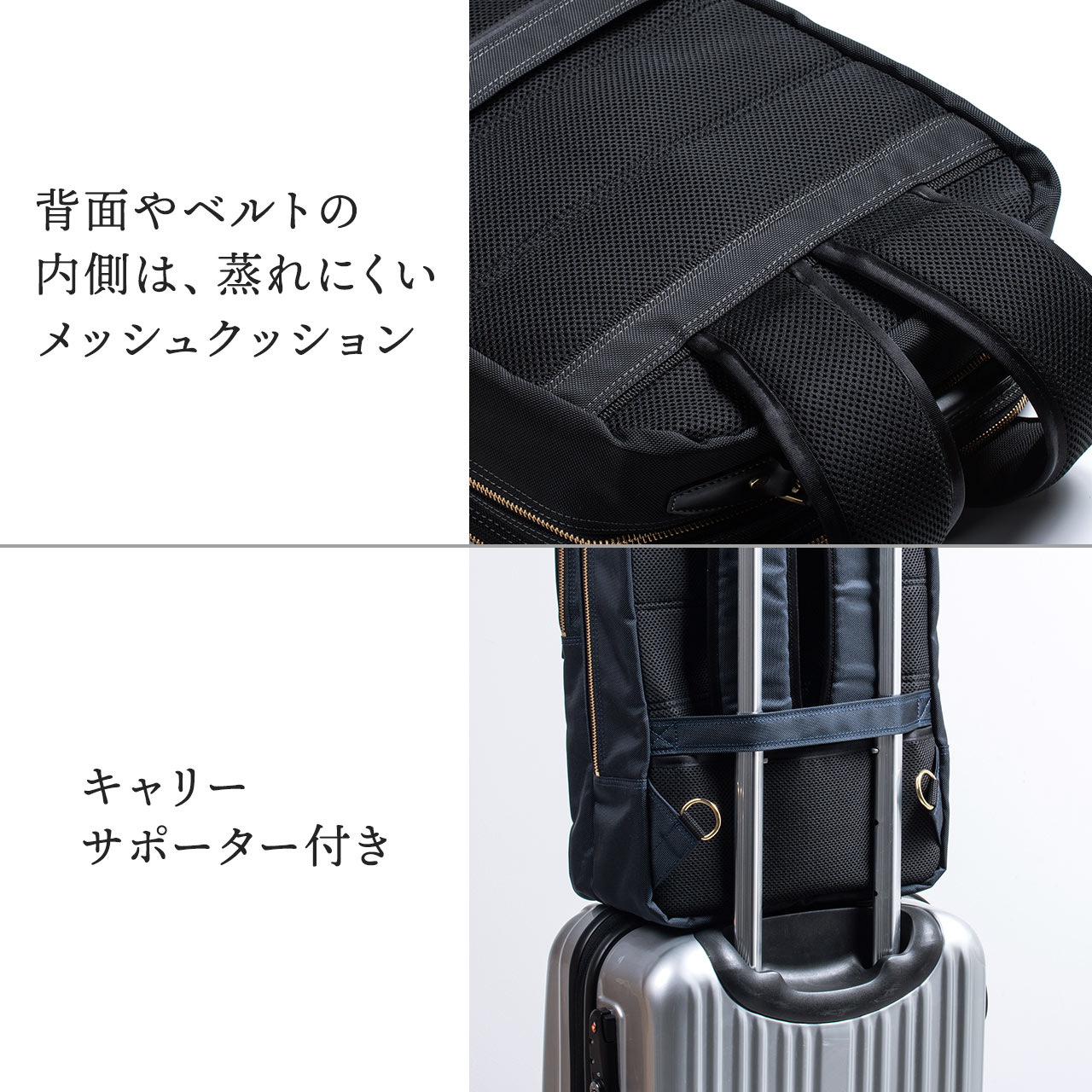 ビジネスリュックメンズ自立日本製鎧布生地ダブルルーム18L