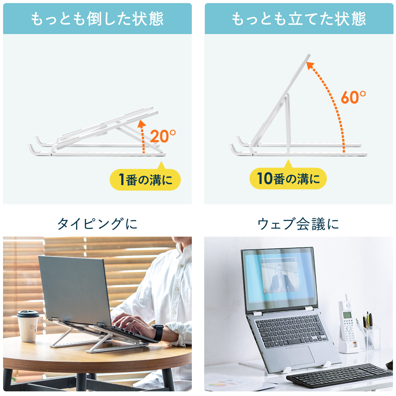 【楽天市場】ノートパソコンスタンド 折りたたみ式 10段階 角度調整 軽い 斜め 放熱 姿勢改善 液タブ iPadスタンド 軽量 ホワイト ...