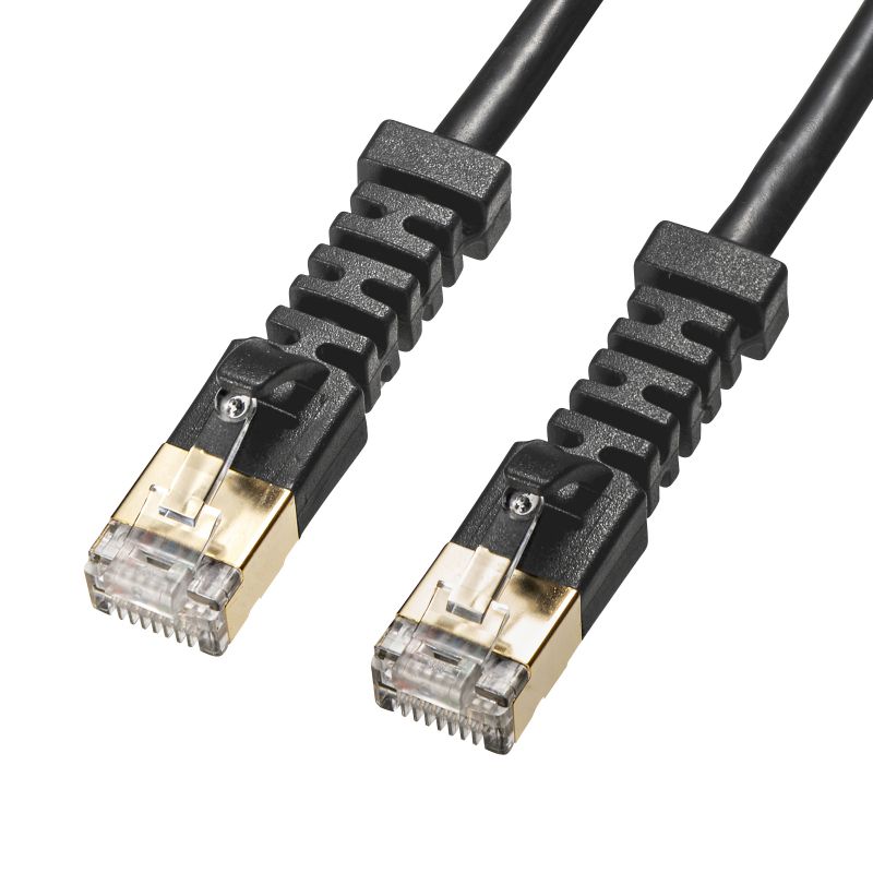 楽天市場】4方向固定CAT6A STP LANケーブル（ブラック・0.5m