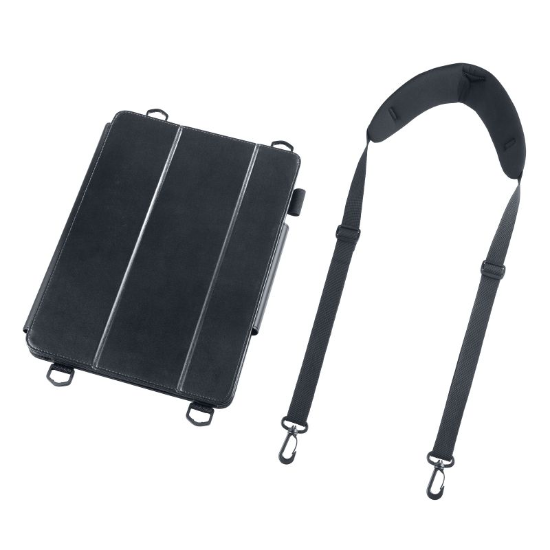 【クーポンで800円OFF！4/10(金) 1:59まで】NEC VersaPro タイプVS(VS-L)専用 12.3インチワイド ケース カバー ショルダーベルト付き スタンド機能 タブレットPCケース 耐衝撃 タイプ ハンドベルトブラック ソフトレザー PDA-TABN12
