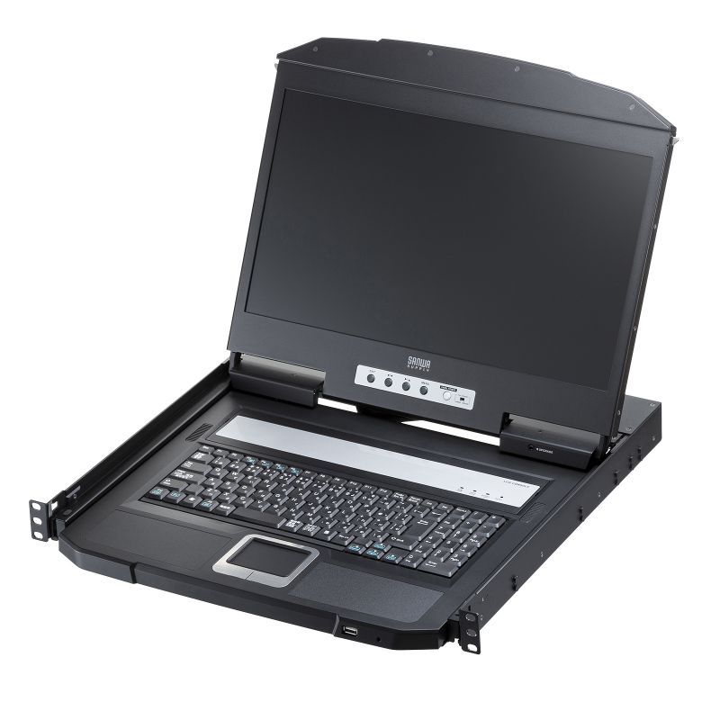 コンソールドロワー KVMコンソールドロワー ラックマウント型 1U ロングレール 18.5インチワイドモニター USB/VGA 最大1920×1200