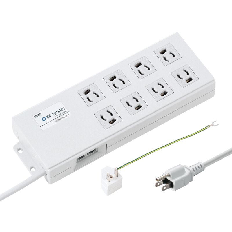 楽天市場】電源タップ 8個口 2m 3P マグネット 雷ガード ノイズ