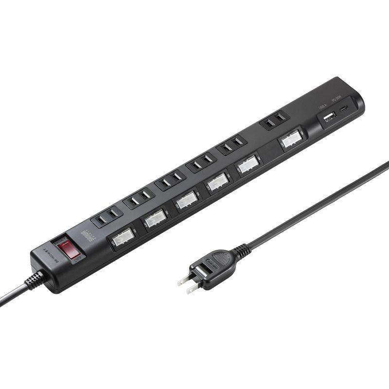 【新品タグ付き】BEEP セットアップ 黒 楽天市場】電源タップ 節電タップ 6個口 USB Type-C Type-A