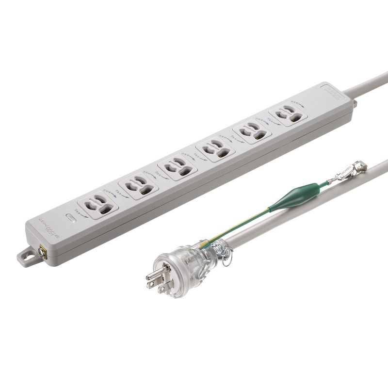 電源タップ 6個口 延長コード テーブルタップ 2P3P差込両対応 マグネット固定可能 抜け止めタイプ アース端子付き フック穴付き 防雨型プラグ 3m 3P L型プラグ ライトグレー TAP-PP36-3|サンワダイレクト店