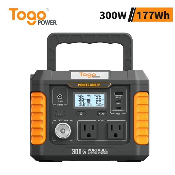 【マラソン中P3倍】Togo Power ポータブル電源 300W リン酸鉄リチウム 177wh/55200mAh 静音 初心者 蓄電池 軽量 ポータブルバッテリー 純正弦波 PSE認証 アウトドア 母の日 プレゼント 停電対策 車中泊 キャンプ 防災LEDライト/SOS機能 津波 地震 停電 敬老の日