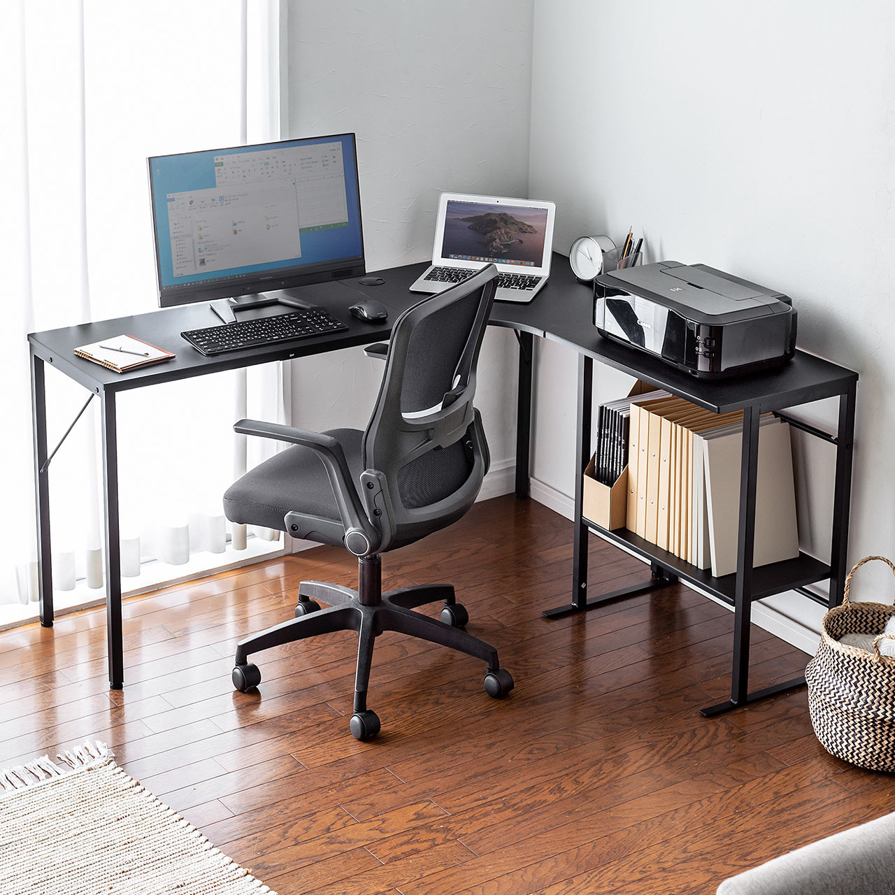 503パソコンデスク L字型 コーナー 回転 幅120cm 幅85cm L字