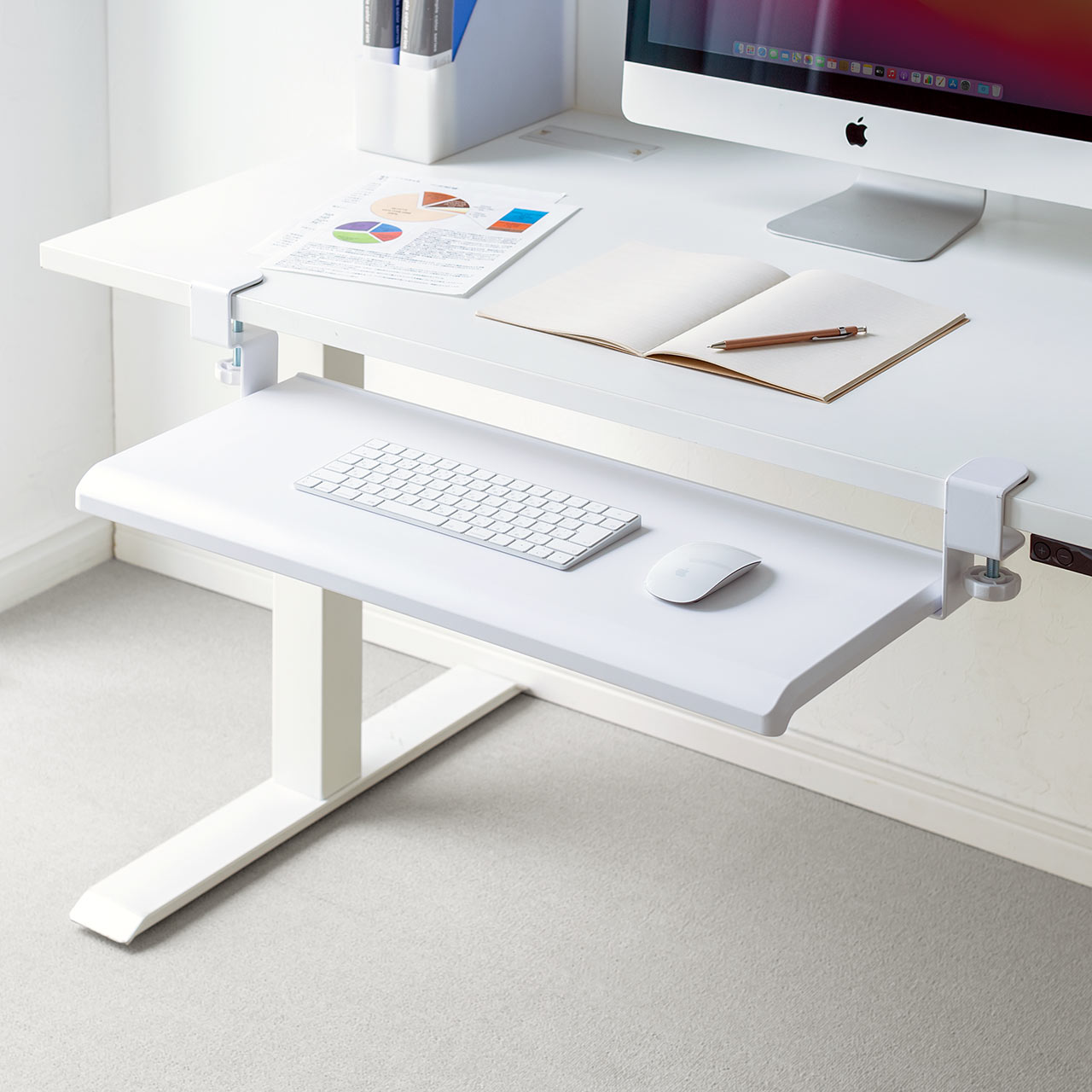 楽天市場】キーボードスライダー 後付け クランプ式 pcデスク 幅