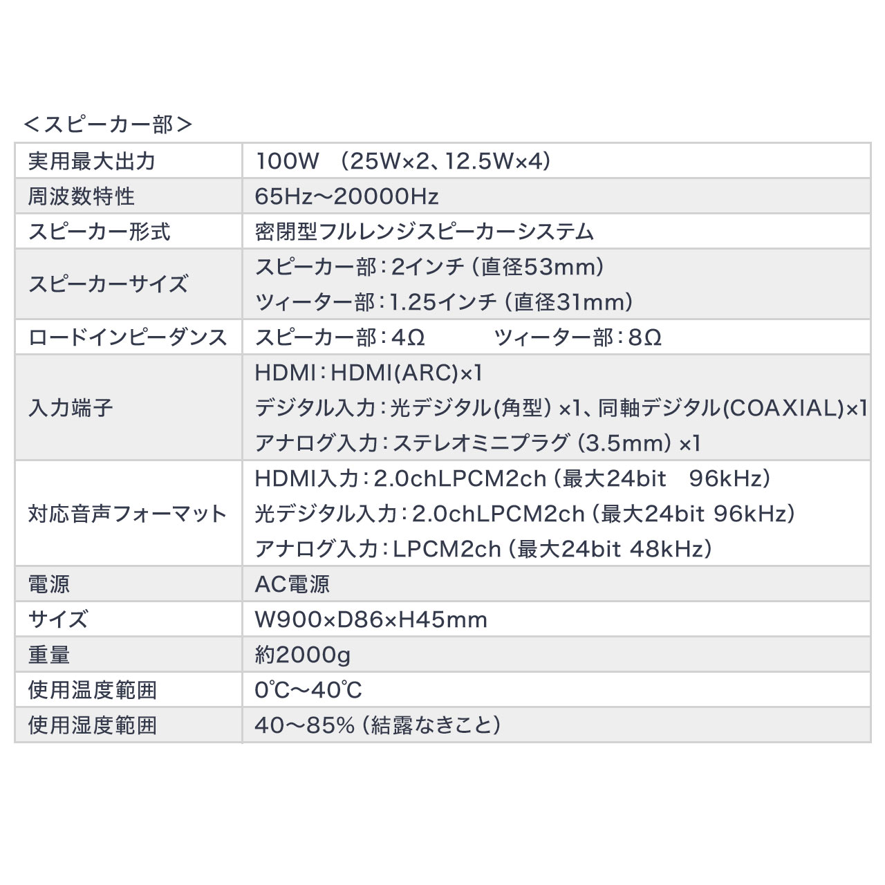 楽天市場 サウンドバースピーカー 100w出力 Hdmi端子 テレビと電源連動 Bluetooth4 2 テレビスピーカー インテリアのルーム エス