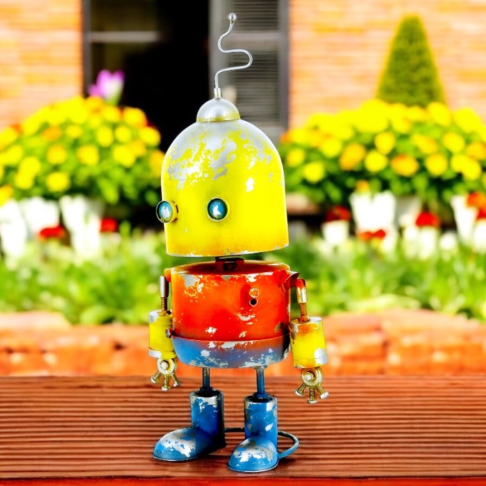 大きなロボット ブリキ製 ガーデニング レトロ お庭づくり 園芸 オブジェ 置物 インテリア ディスプレイ かわいい 46006