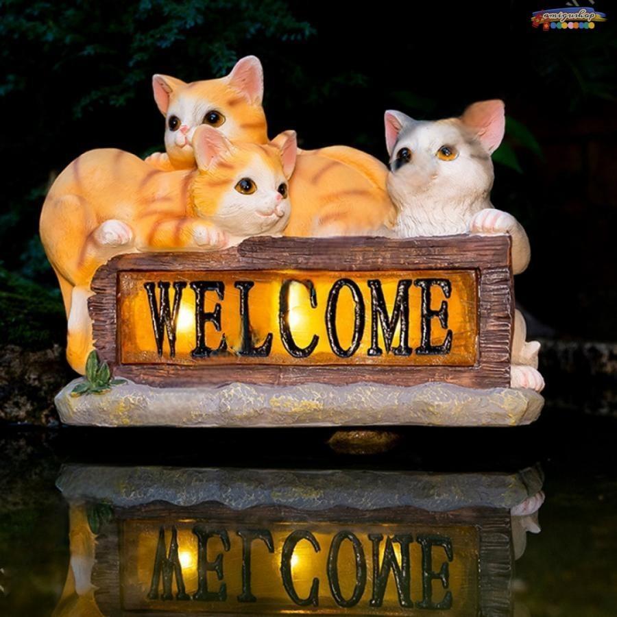 かわ インテリア アニマルオブジェ リアル おしゃれ 可愛い 祝い 新築 ウェルカムボード 置物 玄関 Welcome ウェルカムキャット