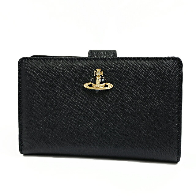 ヴィヴィアン 酉の方角材木  二つ折り紙入れ DIAMANTE ディアマンテ ZIP CARD WALLET 51080028 L0040 N401 BLACK GOLD 【新品】