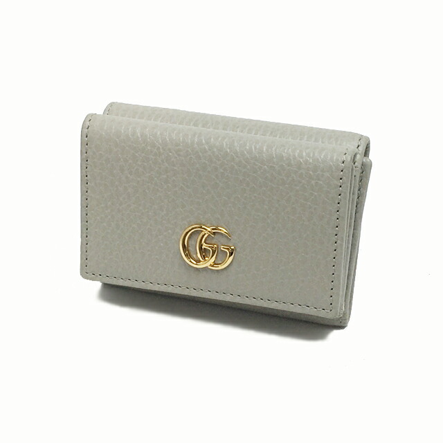 グッチ GUCCI  パウダーコンパクト紙入れ レディース735212 3つ折り紙入れ 薄墨色 GG 【中古】