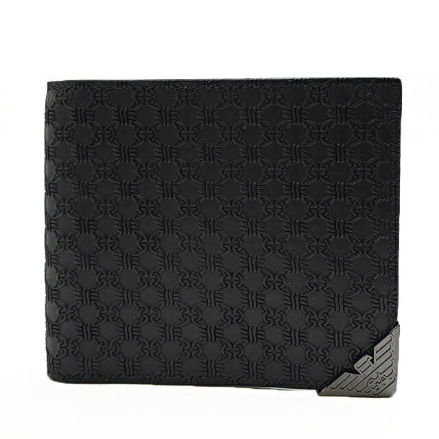 エンポリオ・アルマーニ EMPORIO ARMANI メンズ  二つ折り紙入れ Y4R167 YQ82X 80001 BLACK【新品】