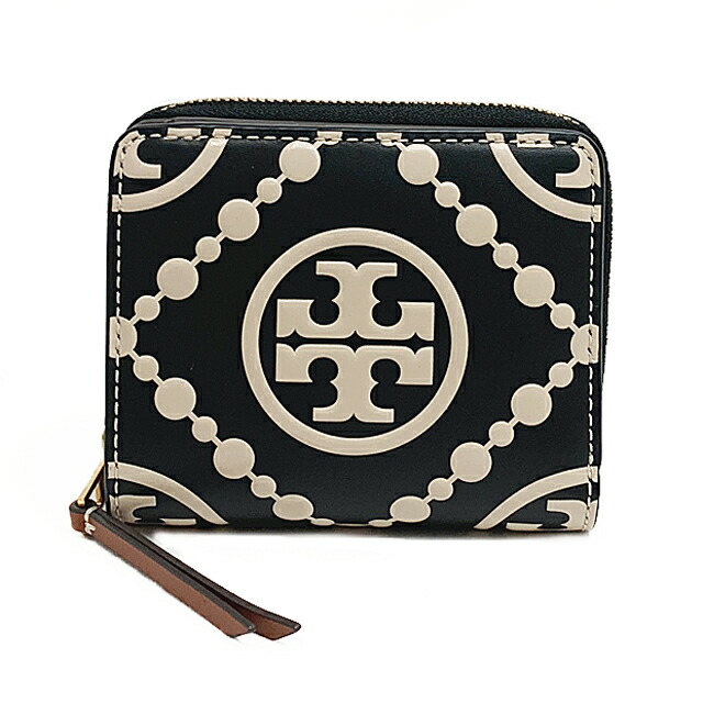 【新品】トリーバーチ TORY BURCH レディース 二つ折り銭入れ パウダーコンパクト銭入れ 146179 0223 001 BLACK/NEW CREAM 黒いこと