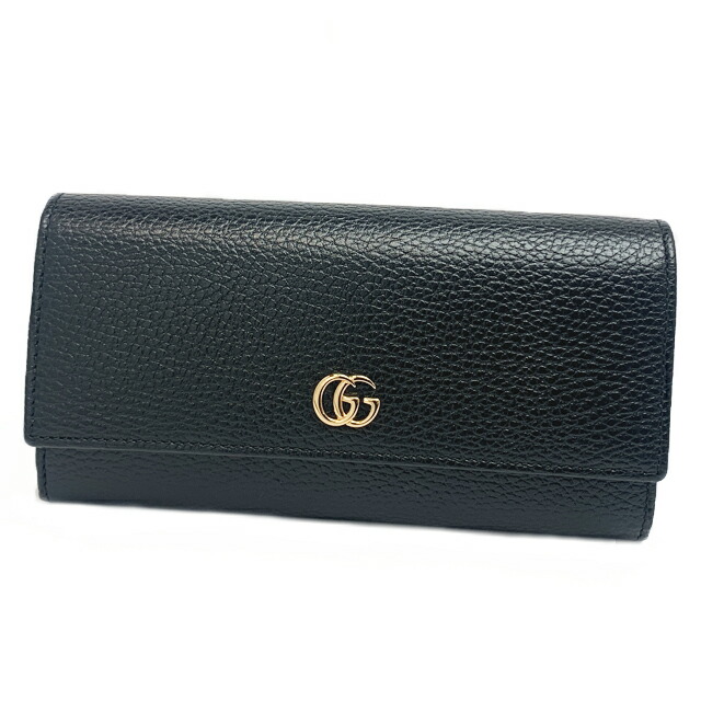 GUCCI ブラック 長財布 グッチ 長財布 Wホック 035 1408 2150 GUCCI レザー 黒 ブラック