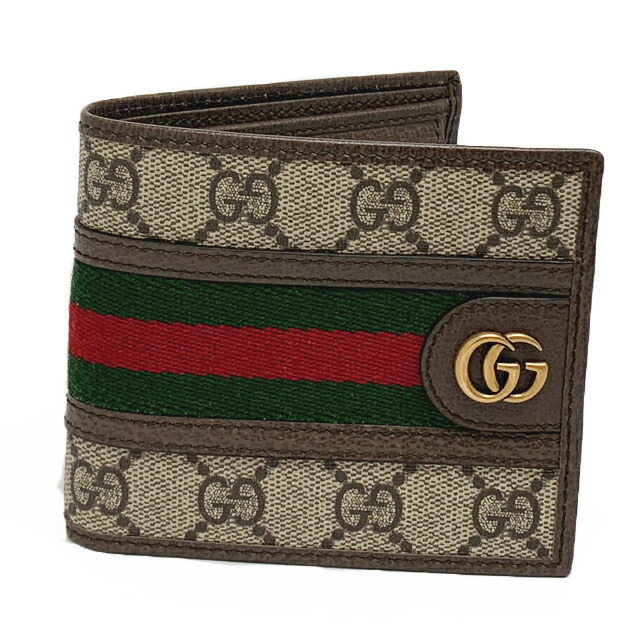美品✨グッチ　二つ折り　財布　クーリエ　UFO GG柄　PVC レザー　金ロゴ GUCCI - 美品✨グッチ 二つ折り 財布 クーリエ UFO GG柄 PVC