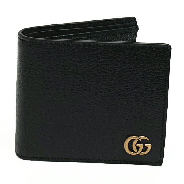 GUCCI グッチ 二つ折り財布 GGマーモント レザー ブラック　428725 グッチ 二つ折り財布 財布 メンズ GGマーモント ブラック 428725