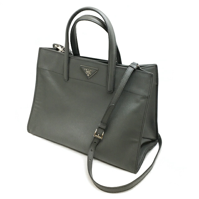 プラダ PRADA 2Weyトートバッグレディースバッグ 薄墨色 なめし革【中古】