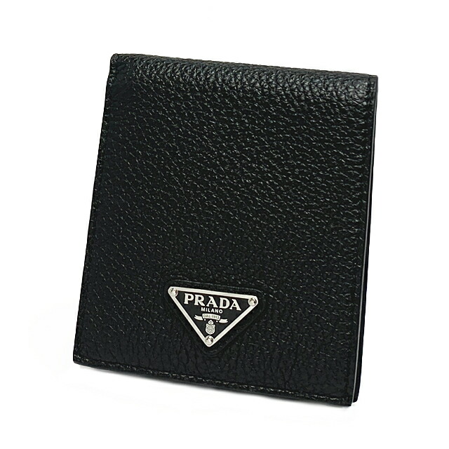 楽天市場】PRADA プラダ 2つ折り財布 VIT.MICRO GRAIN ブラック