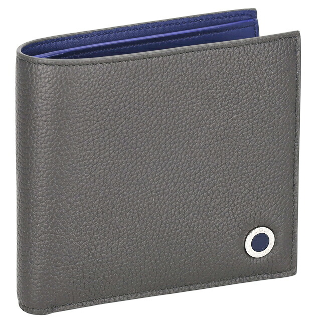 ブル小峡谷 BVLGARI メンズ 二つ折り札入れ 291066 GRAIN/CHACOAL DIA 暗灰色【新品】 バッグ・小物・ブランド雑貨-財布・ケース-メンズ財布