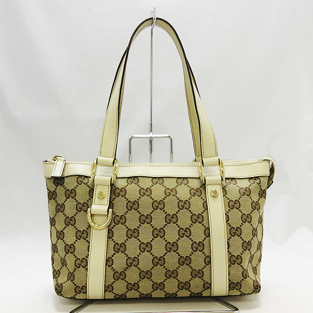 グッチ GUCCI ハンドバッグ トート GGキャンバス ベージュ アイボリー ★ 141471【中古】｜サンワワールド店