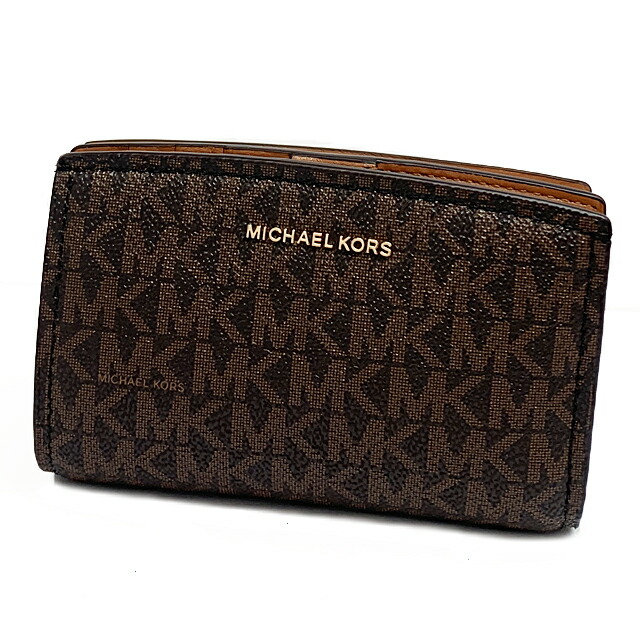 【新品】マイケル教科課程 MICHAEL KORS 紙入れ 二つ折り紙入れ 32S5GYTZ2B BRN/ACORN
