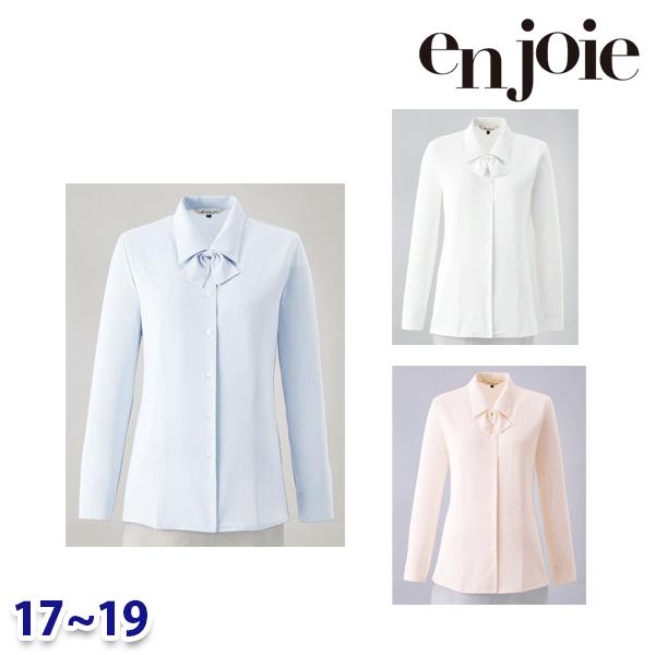 長袖トップ(シュロの葉付き添い人) enjoieアンジョア 01210 事務服 17号から19号 SALE大売り出し 22AW