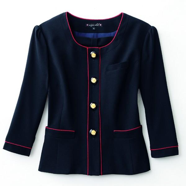 オフィスウェア 事務服 ジャケット 大きいサイズ enjoie アンジョア　86460　ジャケット　17号から19号ENJ26Z｜三洋アパレル店