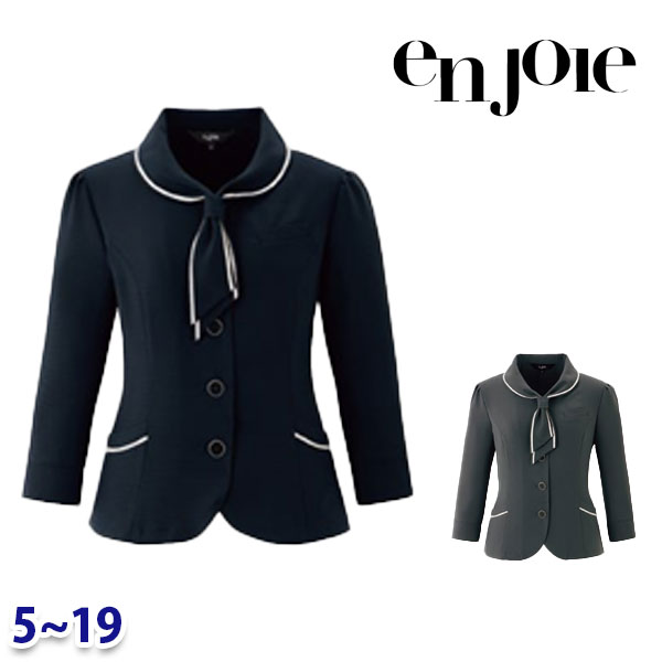 事務服 enjoie アンジョア 26609 七分袖オーバーブラウス 5号から19号 ENJ25A｜三洋アパレル店
