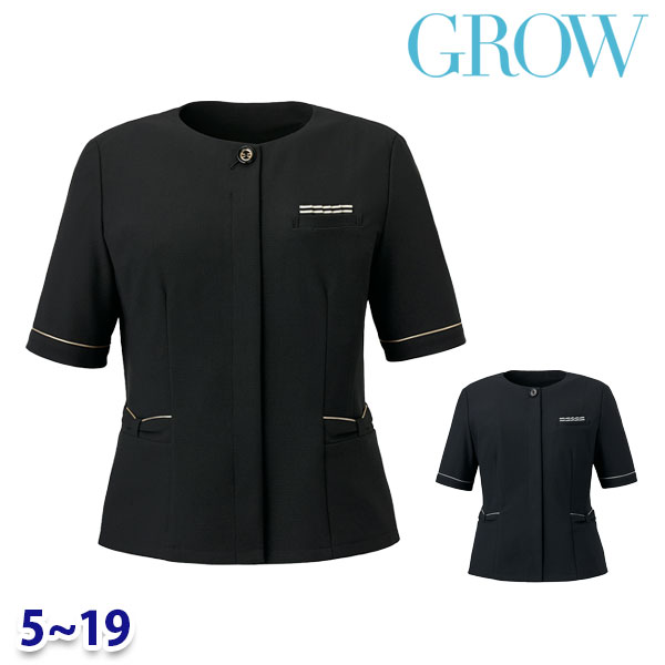 GROW グロウ GOBL-2506 オーバーブラウス 5号から19号 半袖 Servoサーヴォ事務服オフィスウェアSALEセール 25SS