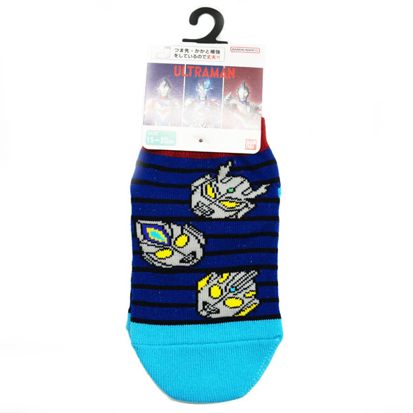【メール便可】ウルトラマンブレーザー スニーカーソックス フェイス柄 ブルー 15-20cm画像