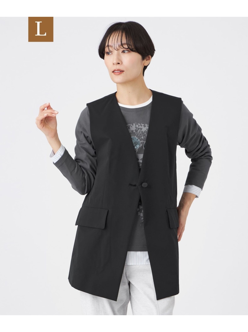 【SALE／24%OFF】【L】【マシンウォッシャブル】テックスブリッドVネックジレ EVEX by KRIZIA サンヨー エルサイズ トップス ベスト・ジレ ブラック ベージュ【RBA_E】【送料無料】[ Fashion]｜SANYO SELECT